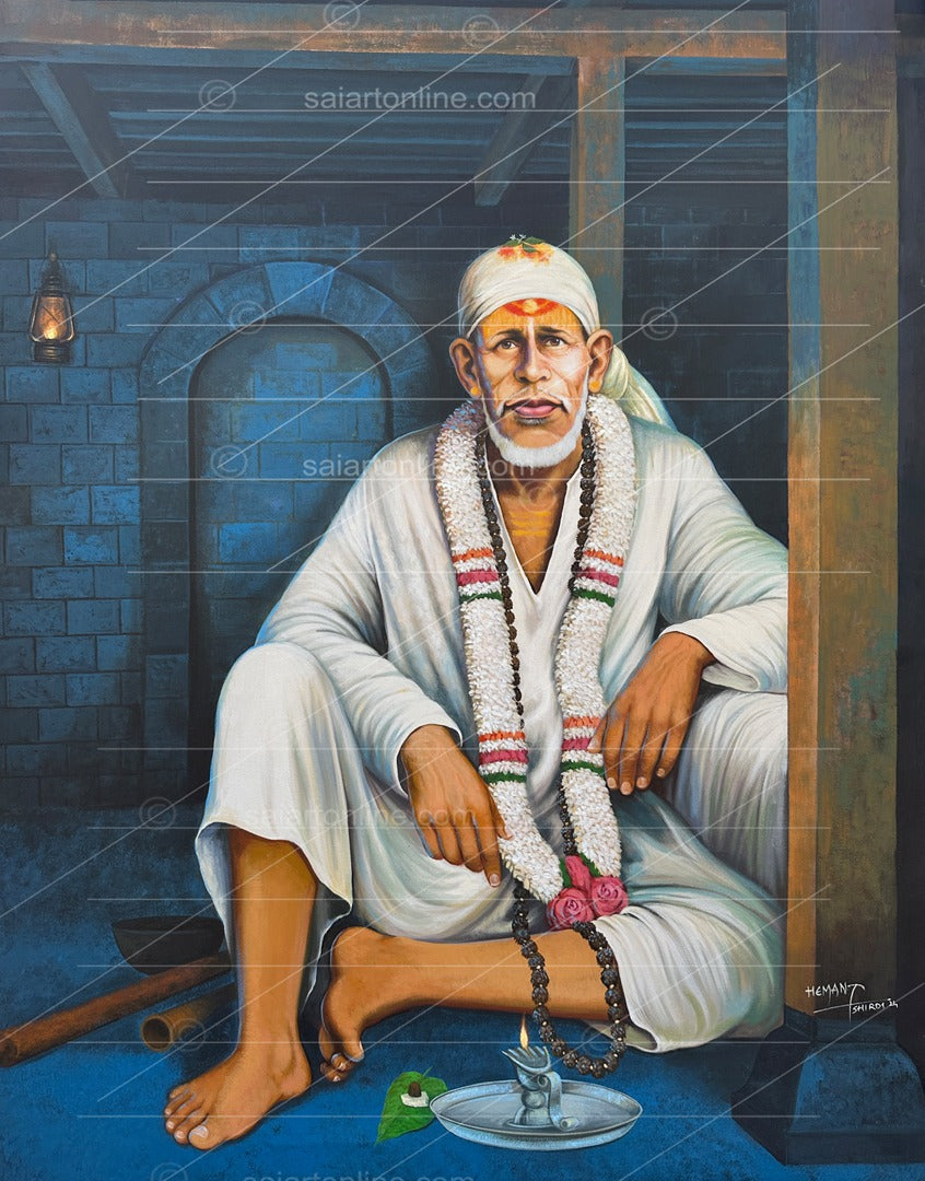 Shirdi Sai Baba  Dwarkamai Hand Painting Canvas Reprint photo, Picture/Poster